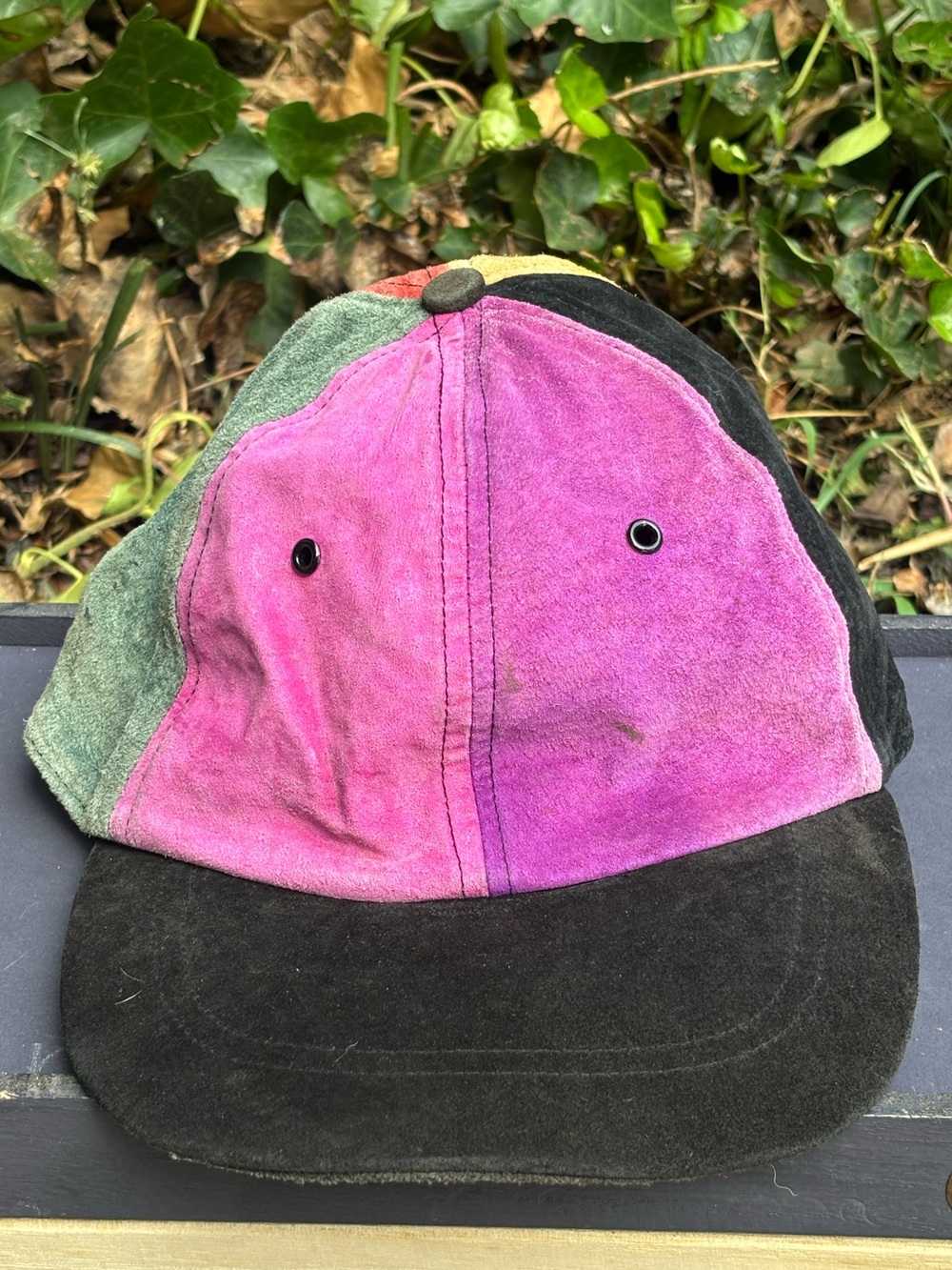 Vintage 90s Colorblock Suede Baseball Cap